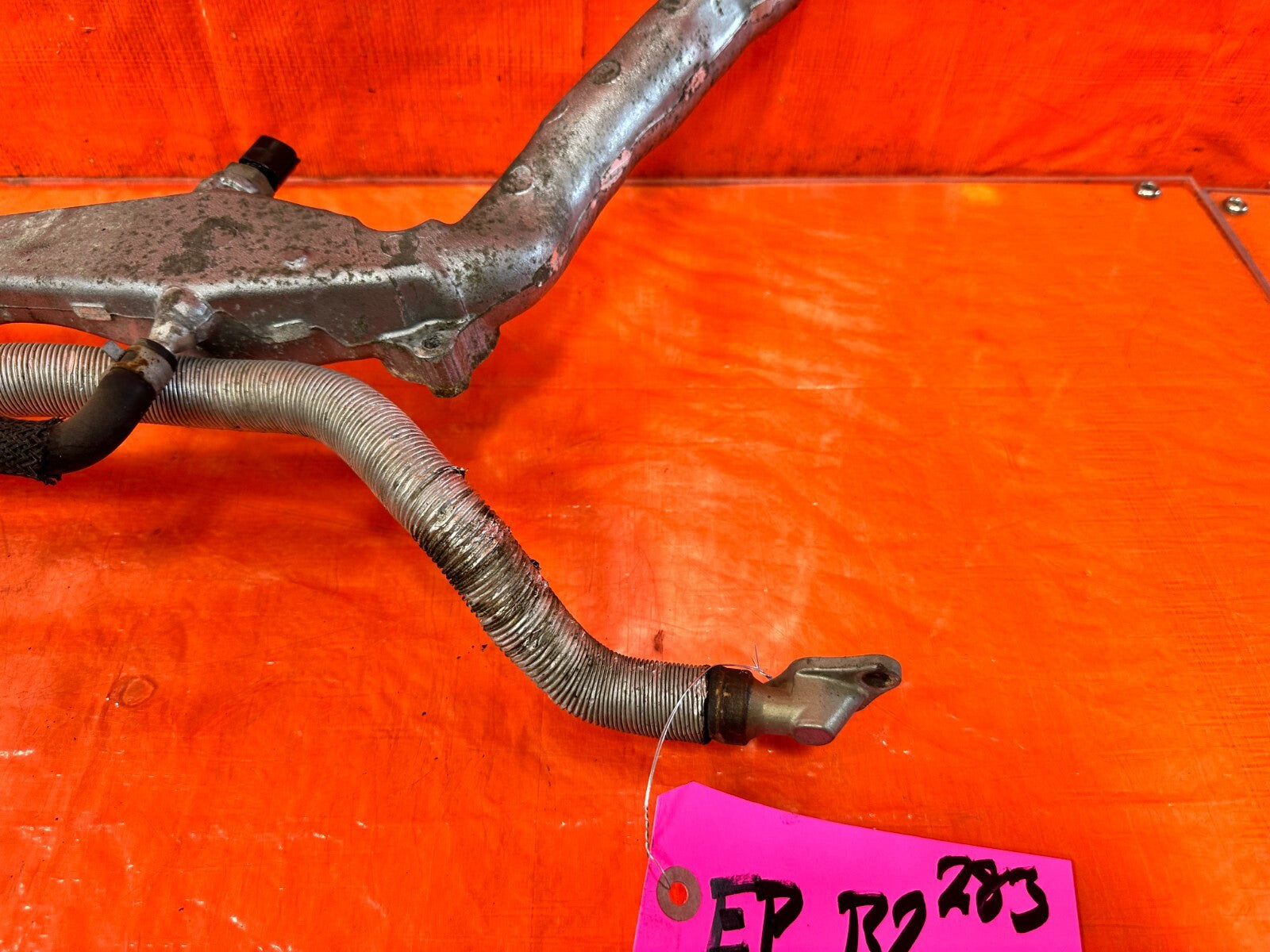 08 14 SUBARU IMPREZA WRX STI EJ257 ALUMINUM COOLANT PASSAGE LINES W/ SENSOR 2835