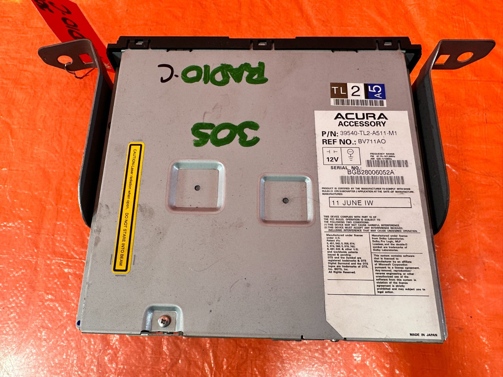 11 14 ACURA TSX   DVD PLAYER   39540 TL2 A51   OEM 3053
