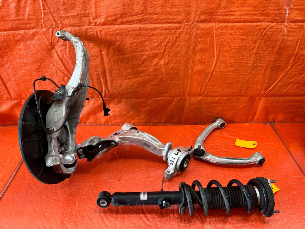 08 15 INFINITI G37 COUPE S   LEFT FRONT SPINDLE W/ CONTROL ARMS & SHOCK OEM #23221
