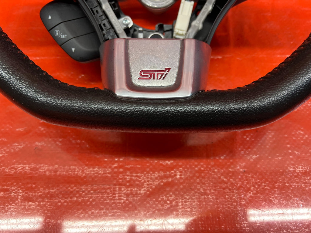 15 20 SUBARU WRX STI   STEERING WHEEL   BLACK LEATHER WRAP   OEM FACTORY #1705