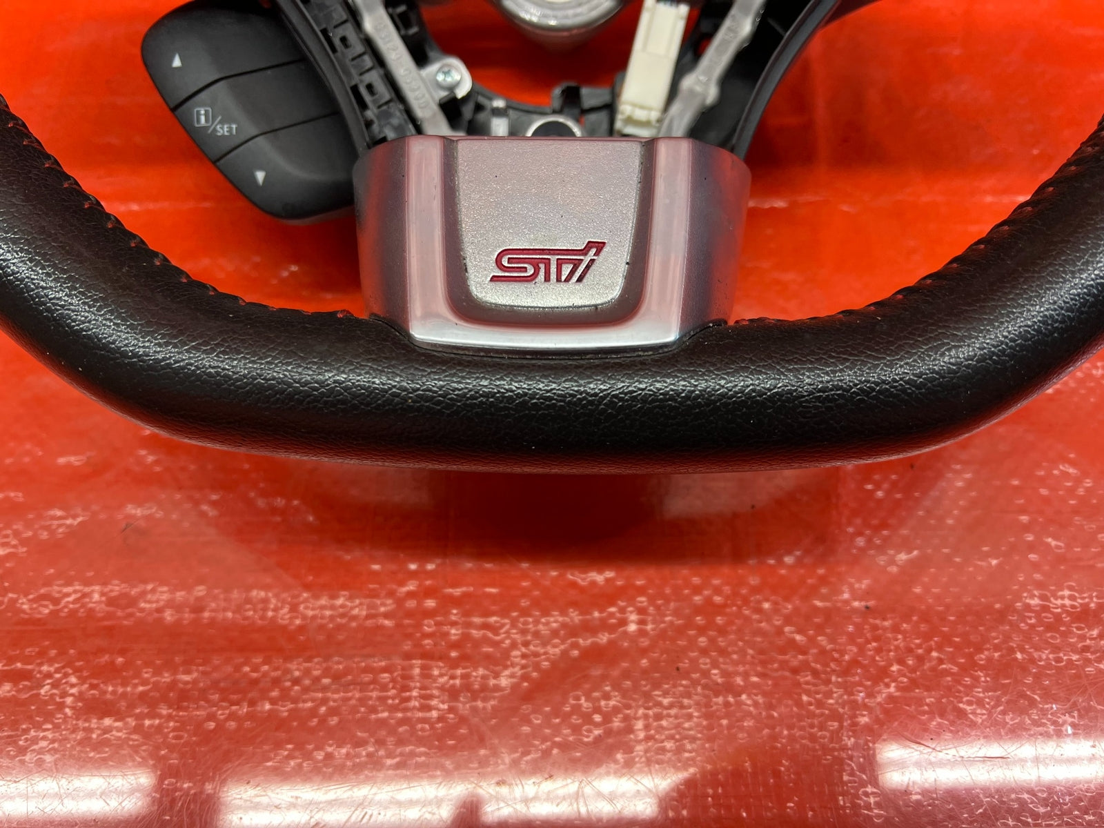 15 20 SUBARU WRX STI   STEERING WHEEL   BLACK LEATHER WRAP   OEM FACTORY #1705