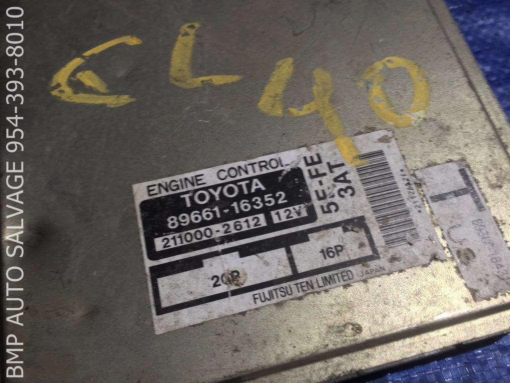 OEM 1996 TOYOTA TERCEL ECU # 89661 16352 ENGINE COMPUTER BRAIN ECM #1112 #J9PO1