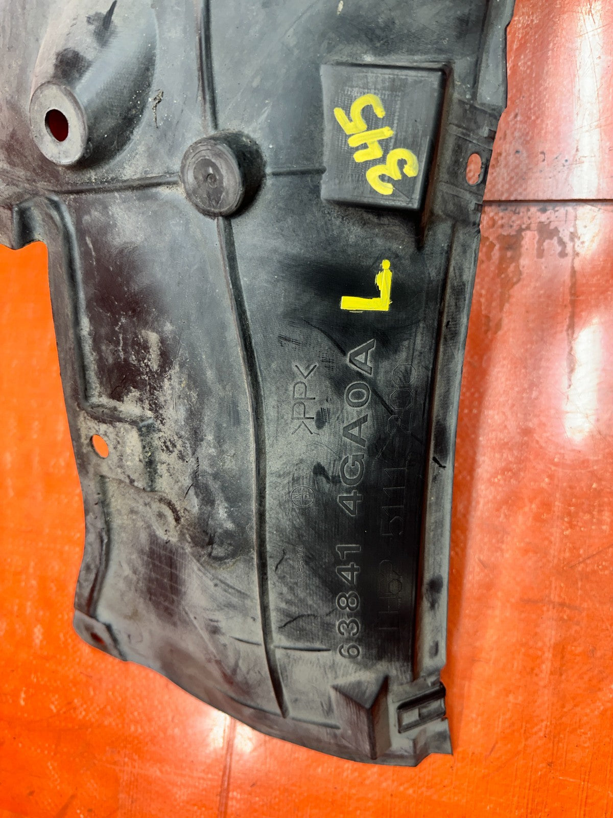 14-15 INFINITI Q50 3.7L AWD DRIVER LEFT FRONT WHEEL WELL FENDER SPLASH SHIELD LI4