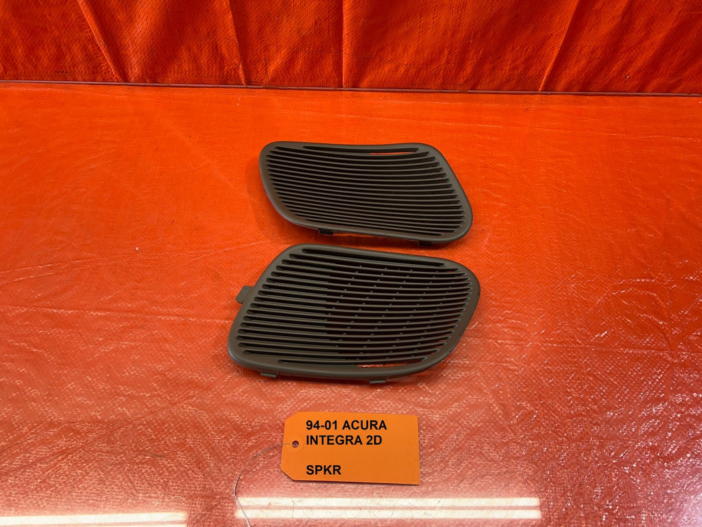 94 01 ACURA INTEGRA 2D REAR SPEAKER COVER TRIM PLASTIC LEFT & RIGHT TAN OEM #1640