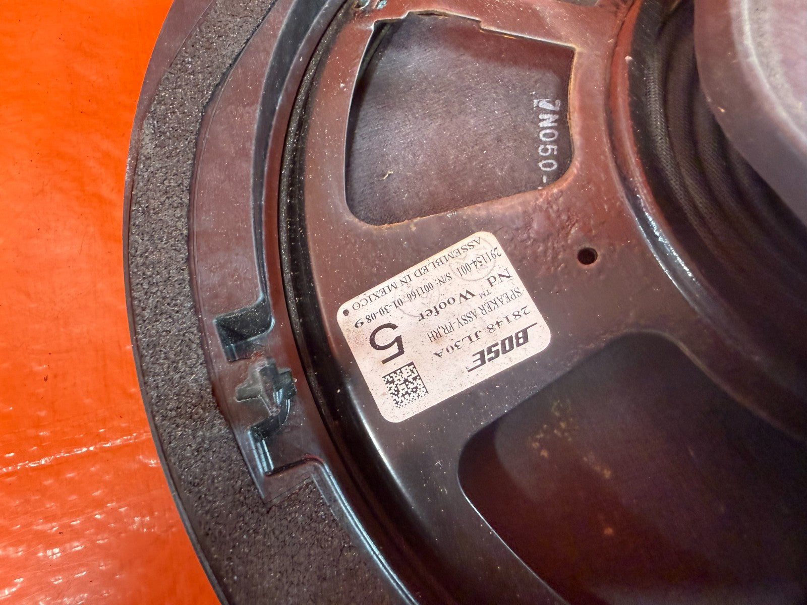 08 15 INFINITI G37 Q60 COUPE  PASSENGER RIGHT DOOR   BOSE SPEAKER   OEM #3289