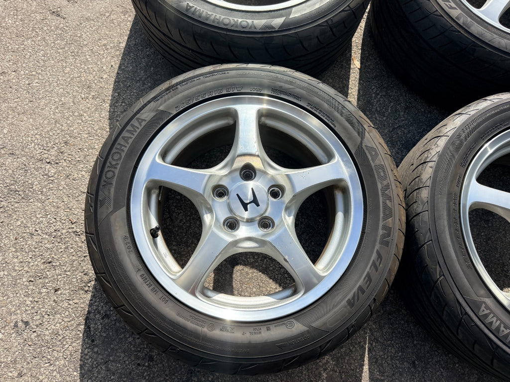 00 09 HONDA S2000   AP1 WHEELS RIMS W/ YOKOHOMA ADVAN FLEVA TIRES OEM #3376