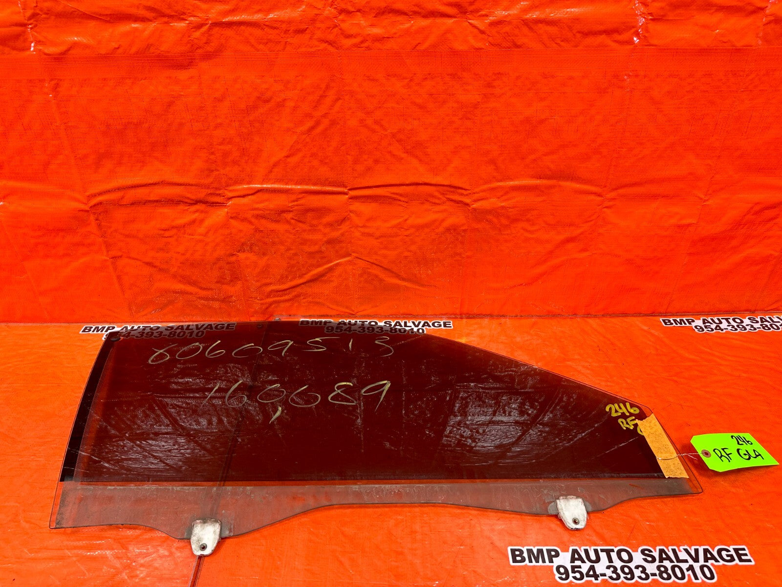 94 01 ACURA INTEGRA 2D   PASSENGER RIGHT FRONT   WINDOW GLASS   OEM FACTORY #2460