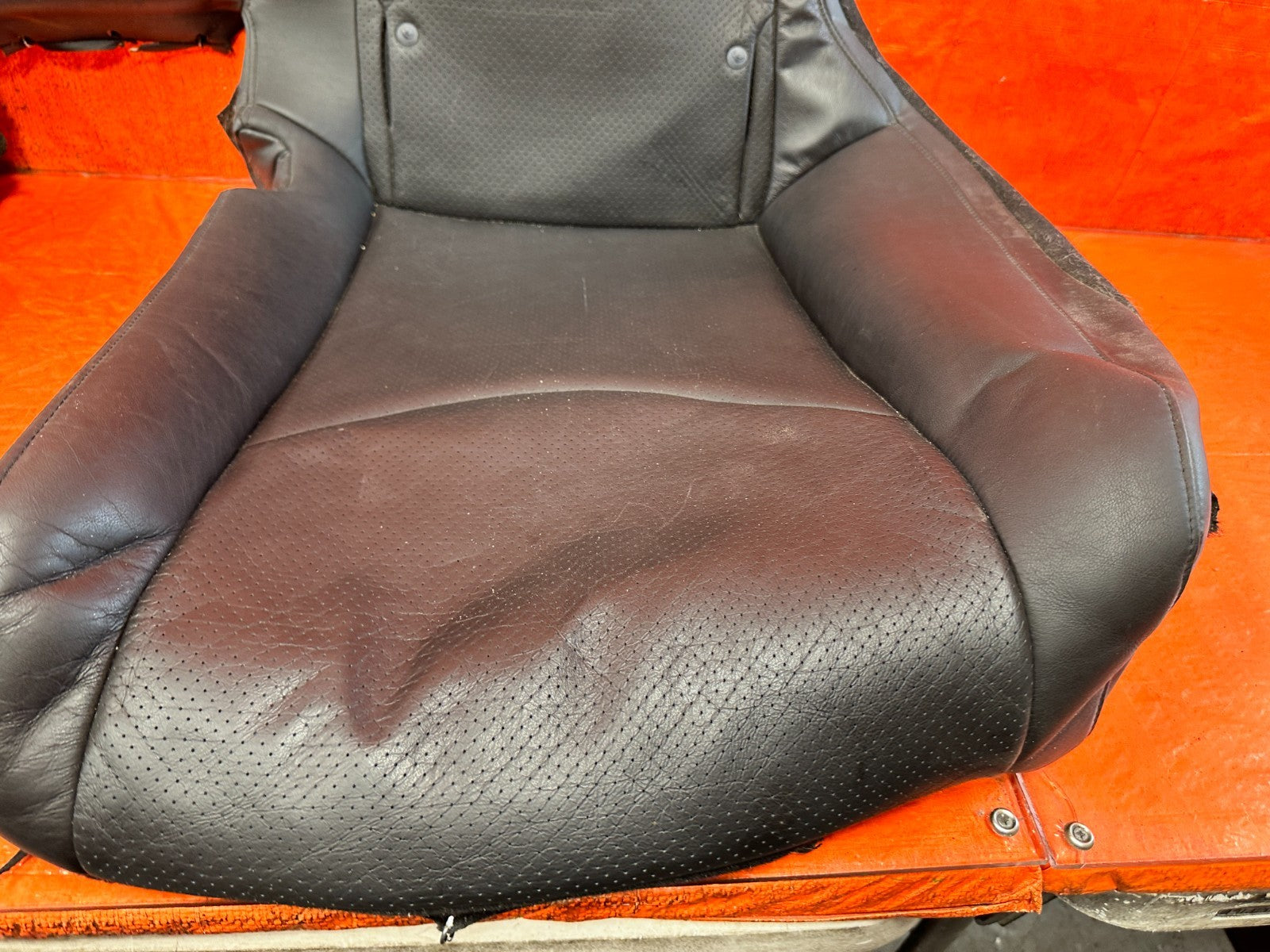 08 09 INFINITI G37 COUPE SPORT REAR UPPER SEAT BLACK LEATHER COVER SKIN OEM 3204
