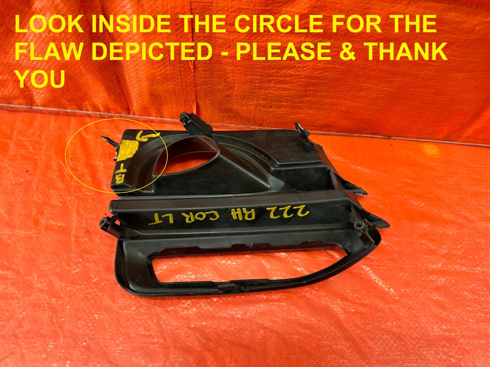 14 17 INFINITI Q50   SPORT    PASSENGER RIGHT FOG LIGHT LAMP TRIM   OEM #2220