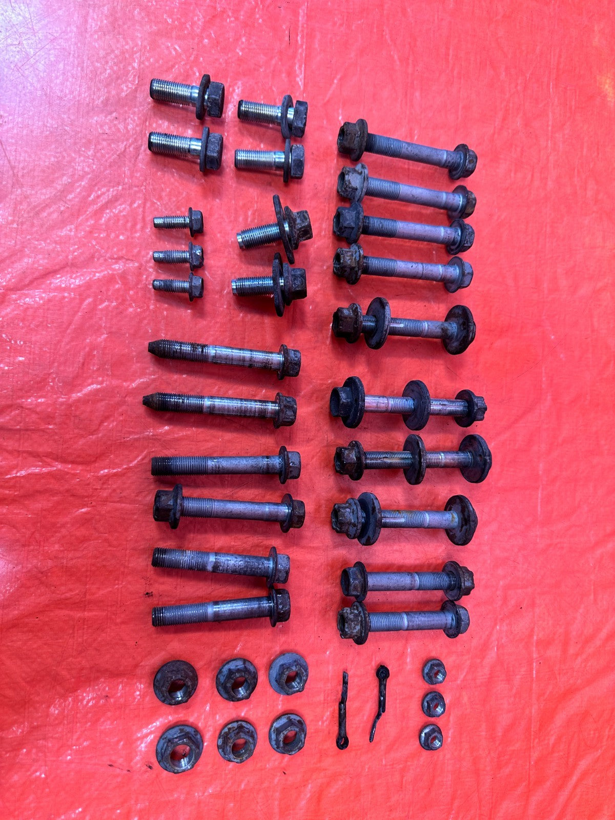 08 15 INFINITI G37 Q60   REAR TRAILING ARM CASTER CAMBER BOLTS HARDWARE OEM 3281