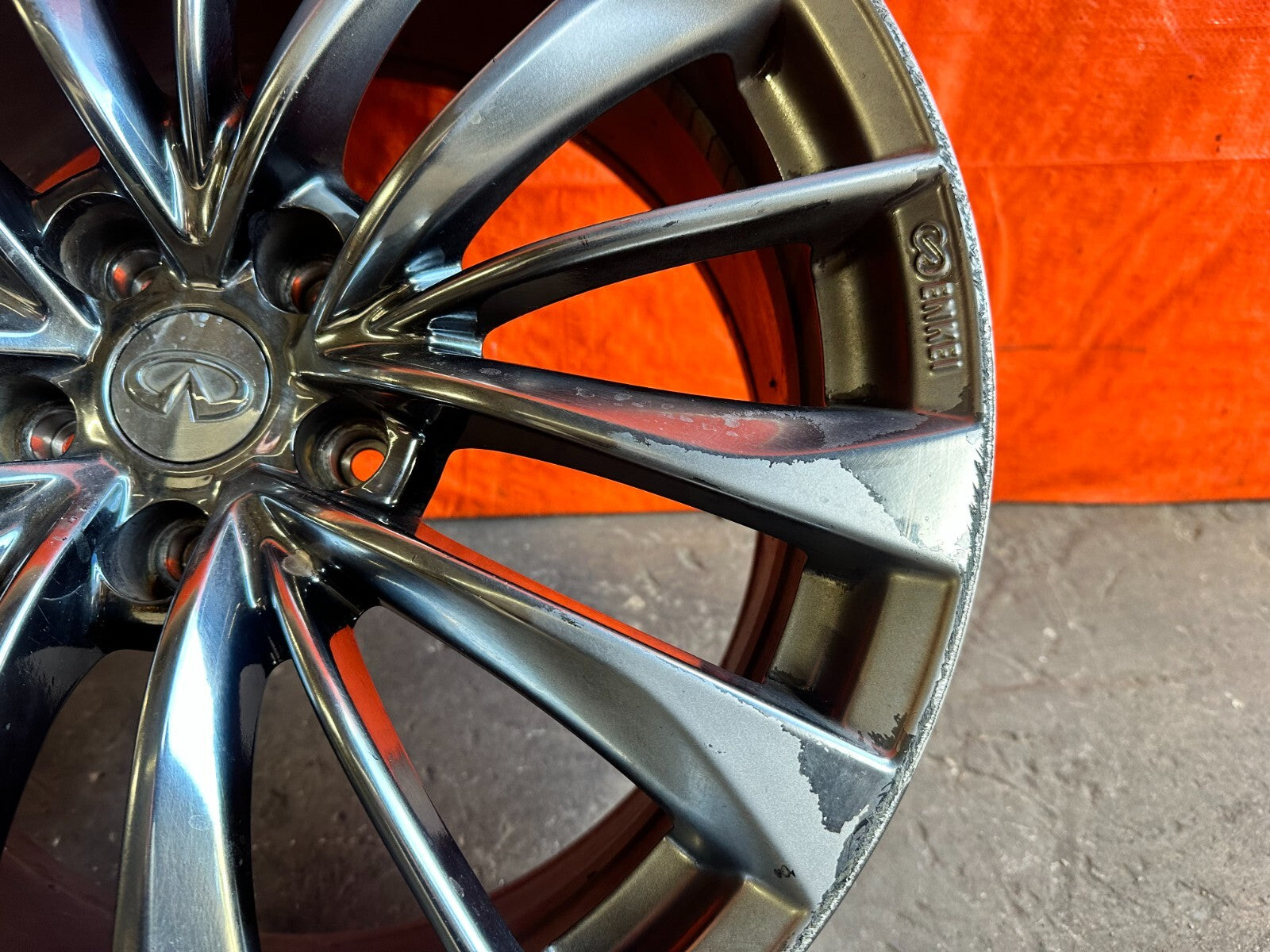 08 15 INFINITI G37 Q60 15 SPOKE ENKEI MODEL   REAR WHEEL RIM   OEM FACTORY 2783