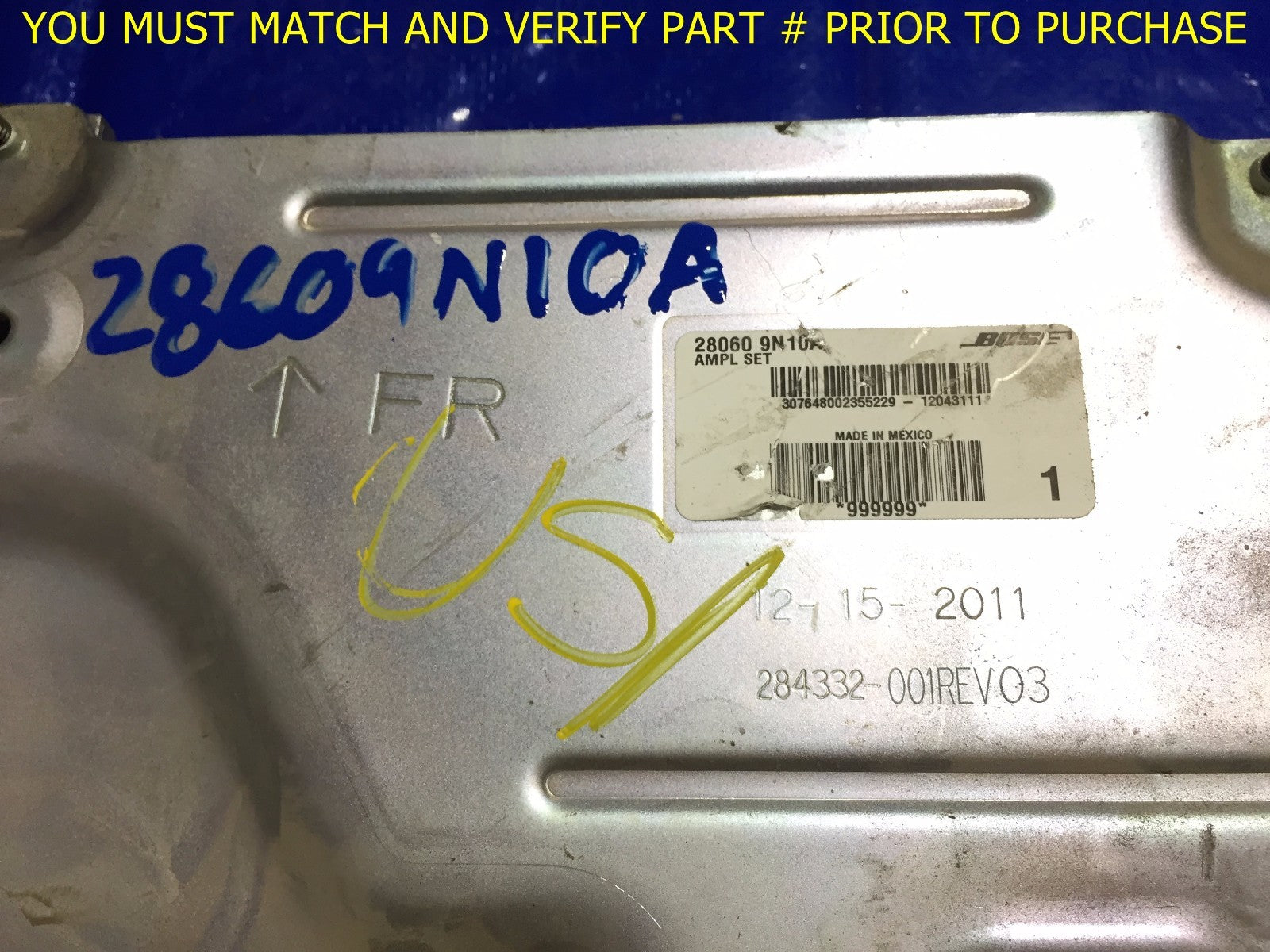 OEM 2009   2014 NISSAN MAXIMA SV AUDIO AMPLIFIER AMP BOSE 28060 AN10A1