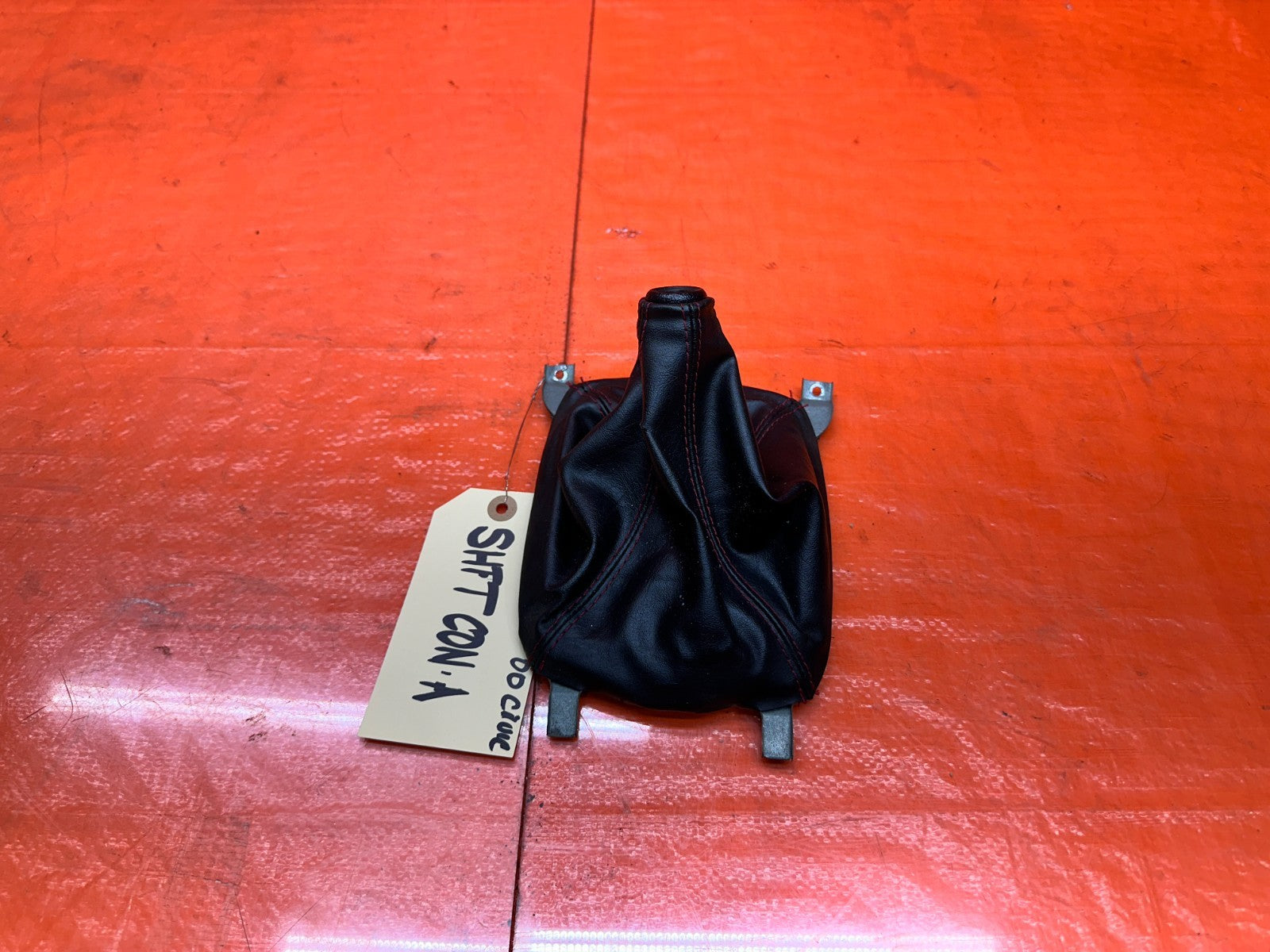 96 00 HONDA CIVIC TYPE R EK9 BLACK RED STITCHING SHIFT BOOT OEM FACTORY #00CVC2