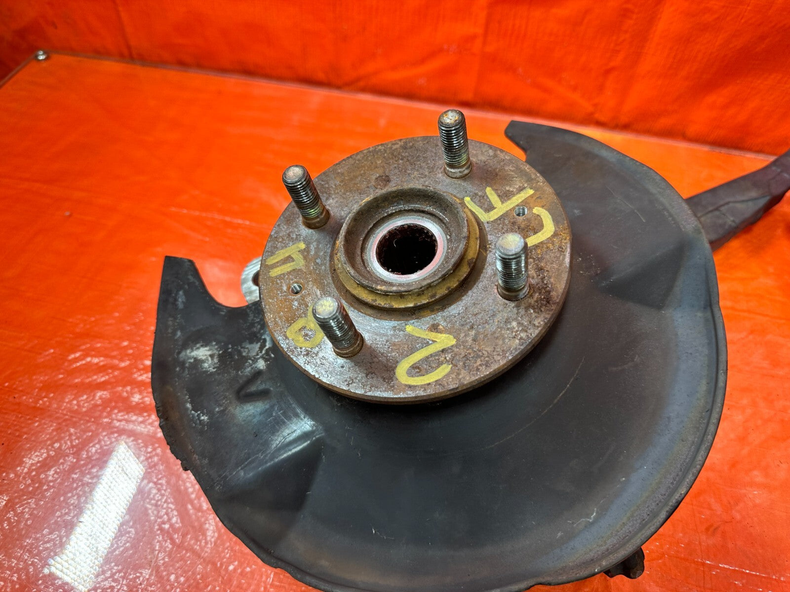 99 00 HONDA CIVIC SI EM1 LEFT FRONT SPINDLE KNUCKLE HUB W/ CONTROL ARMS OEM 2849