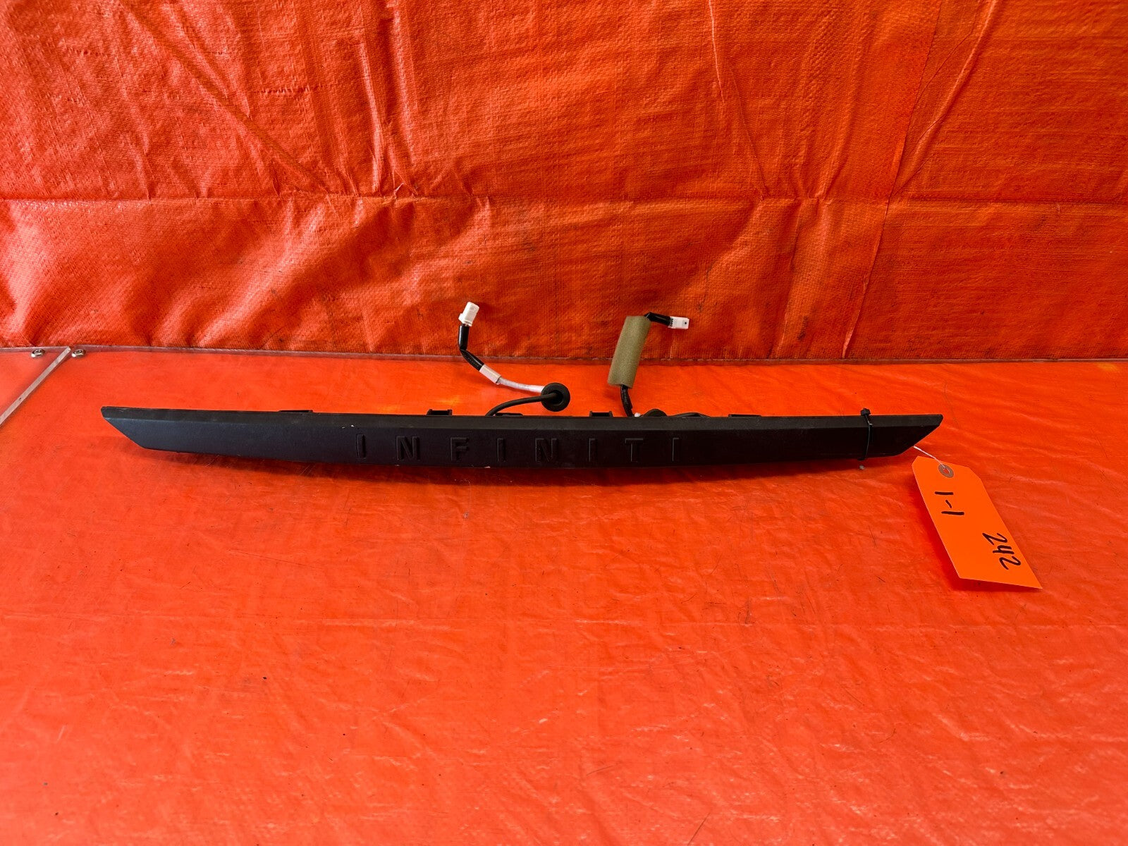 14 17 INFINITI Q50   REAR UPPER TRUNK TRIM W/ BACK UP CAMERA & INFINITI TEXT 2420