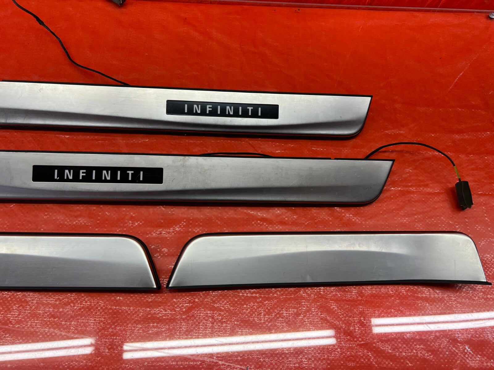 14 15 INFINITI Q50 ILLUMINATING LED SCUFF PLATE FLOOR PILLAR SET FRONT REAR OEM5