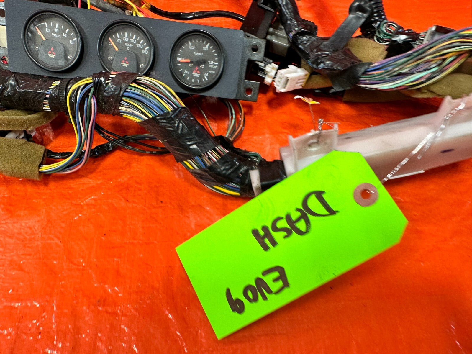 2006 06 LANCER EVOLUTION IX EVO 9 MR VOLT TEMP TURBO MR GAUGES W/ ALL WIRING OEM9