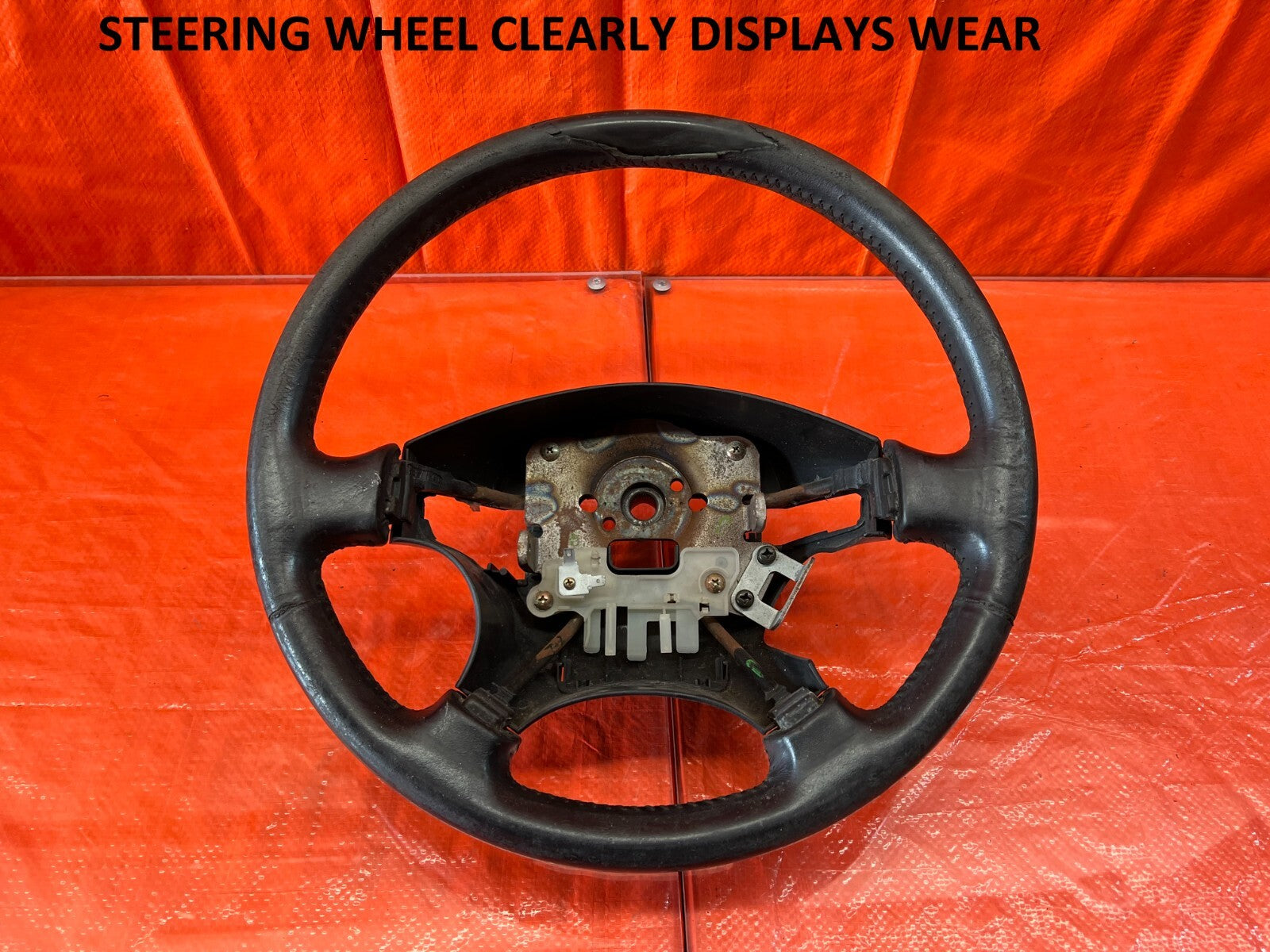 98 01 HONDA PRELUDE   STEERING WHEEL   BLACK LEATHER WRAP    WEAR  OEM #1200