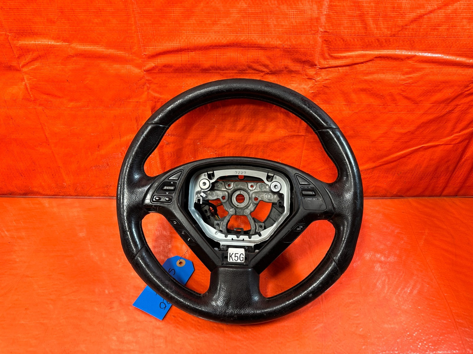08 15 INFINITI G37 & Q60 2D COUPE   STEERING WHEEL   BLACK LEATHER WRAP OEM 3200