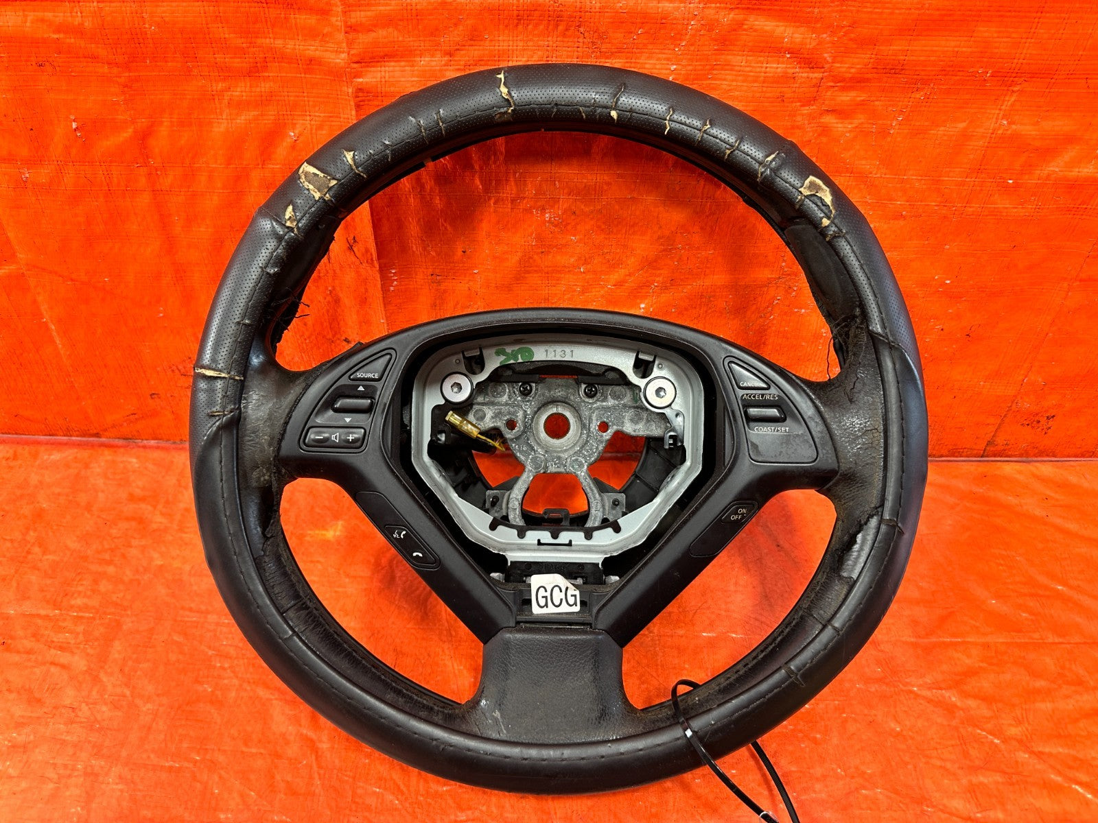 09 15 INFINITI G37 CONVERTIBLE   STEERING WHEEL   BLACK LEATHER WRAP   OEM 3101