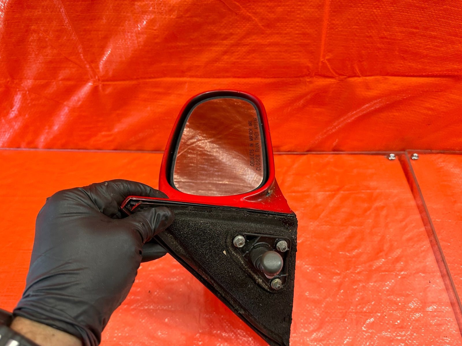 96 00 HONDA CIVIC   COUPE & HATCH   PASSENGER RIGHT SIDE VIEW MIRROR MANUAL RED8
