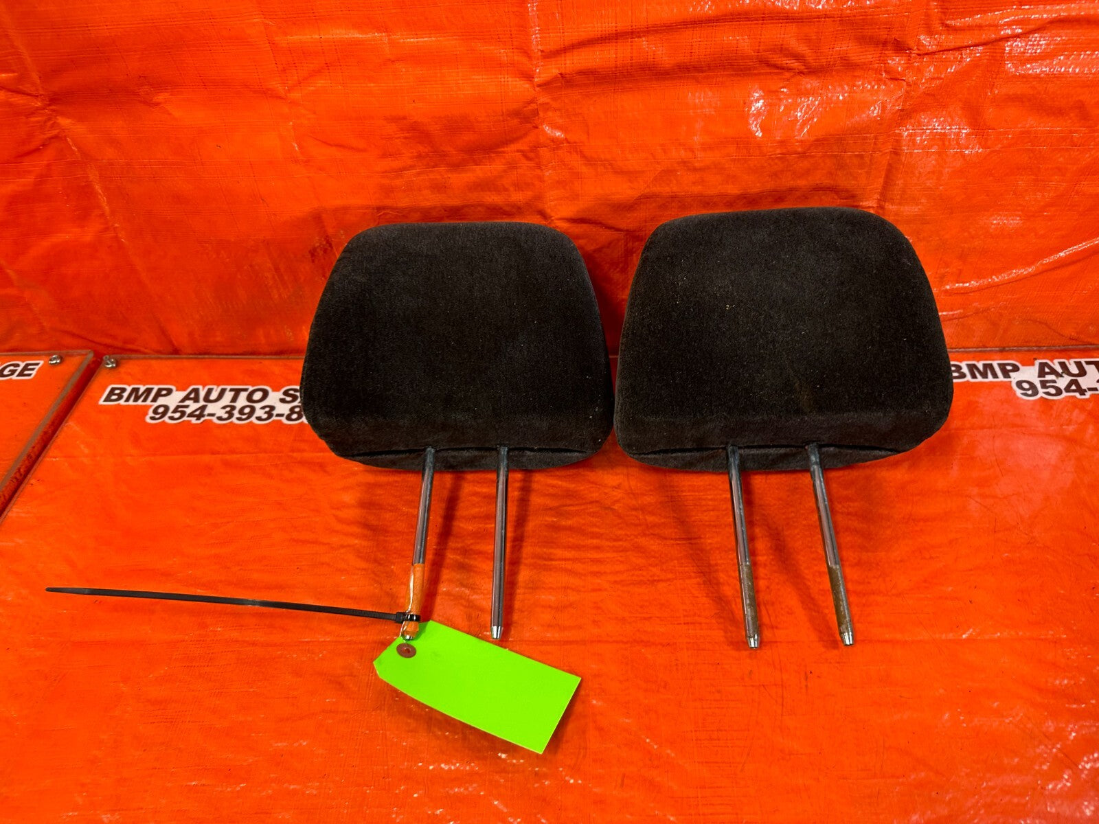 97 01 HONDA PRELUDE   BLACK CLOTH FRONT SEAT HEAD RESTS REST   OEM FACTORY #2596