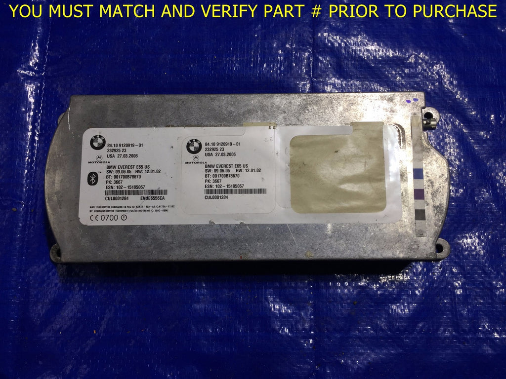 OEM 2006   2009 BMW 7 SERIES MOTOROLA TELEMATIC CONTROL MODULE 84109120919 010