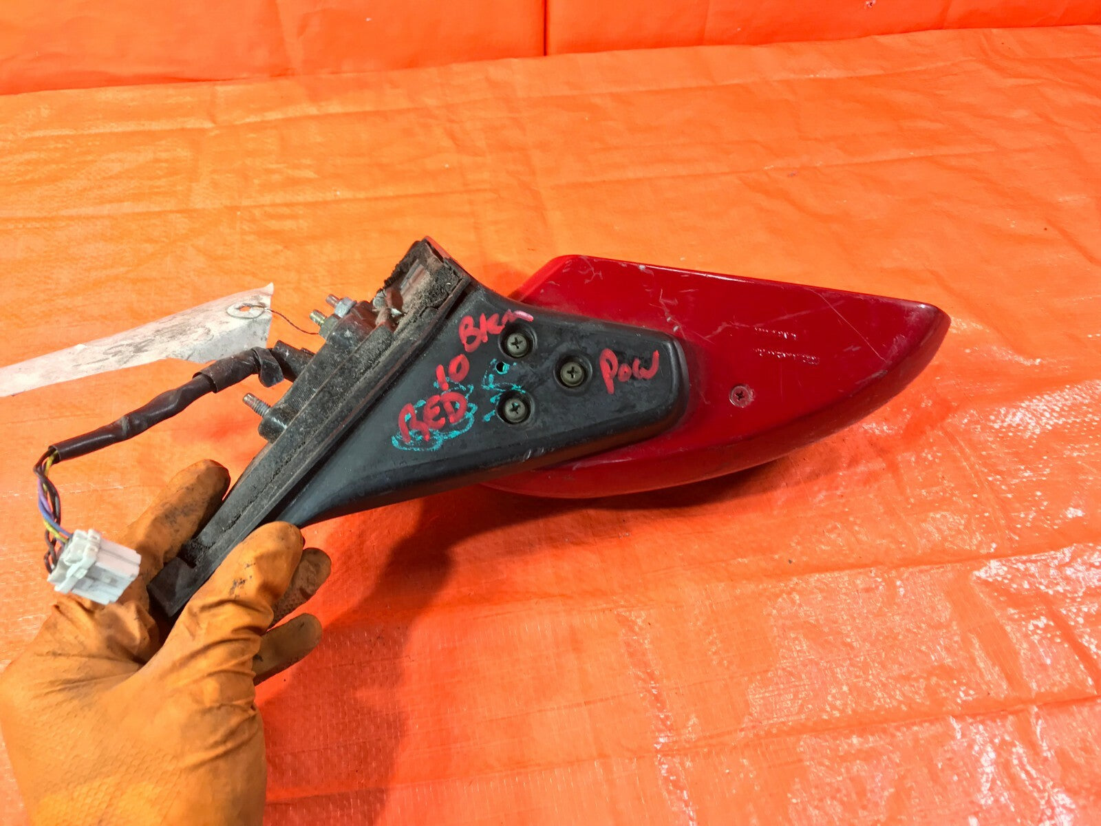 OEM 2003 2004 2005 G35   COUPE   PASSENGER RIGHT SIDE VIEW MIRROR   RED 10