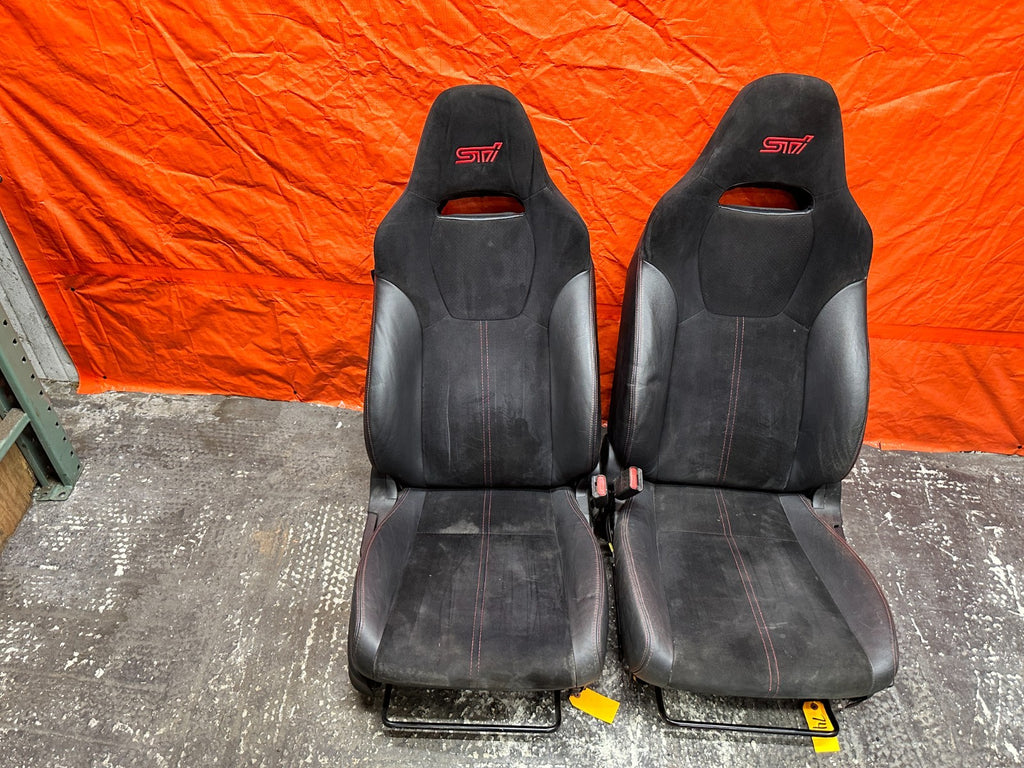 08-14 SUBARU IMPREZA WRX STI FRONT SEATS PAIR DRIVER PASSENGER OEM #748