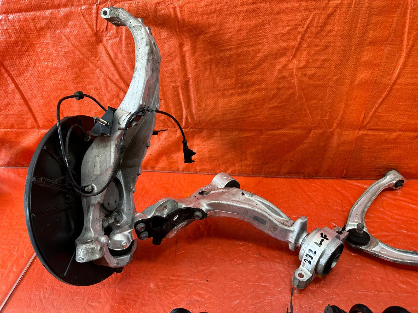 08 15 INFINITI G37 COUPE S   LEFT FRONT SPINDLE W/ CONTROL ARMS & SHOCK OEM #23217