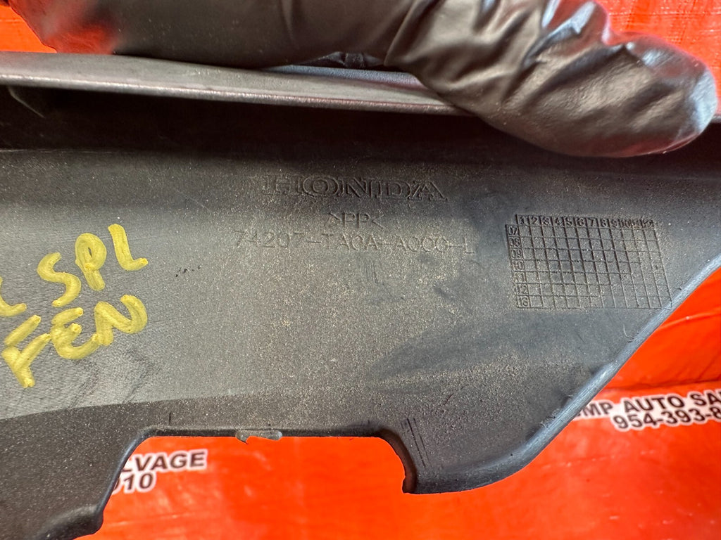 08 12 HONDA ACCORD SEDAN DRIVER LEFT FENDER TRIM PLASTIC SHROUD GARNISH OEM #2516