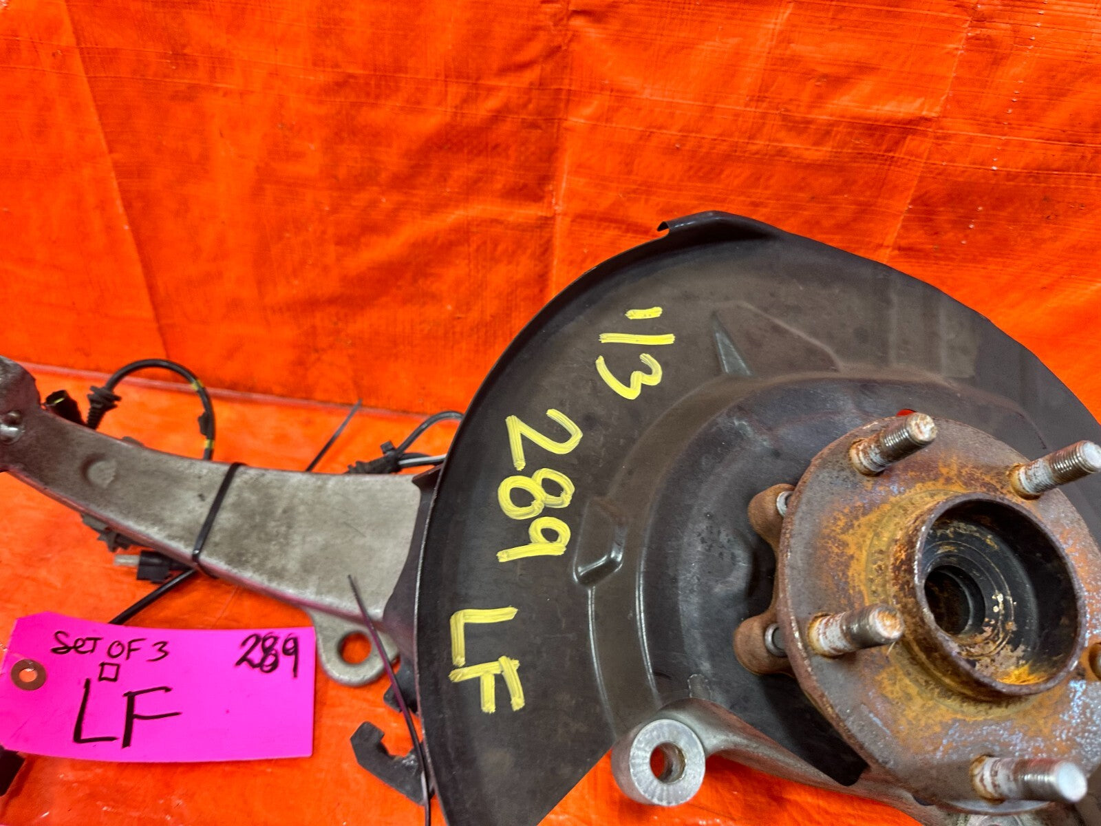 14 20 INFINITI Q50 DRIVER LEFT FRONT SPINDLE KNUCKLE W/ UPPER LOWER ARMS OEM 28910
