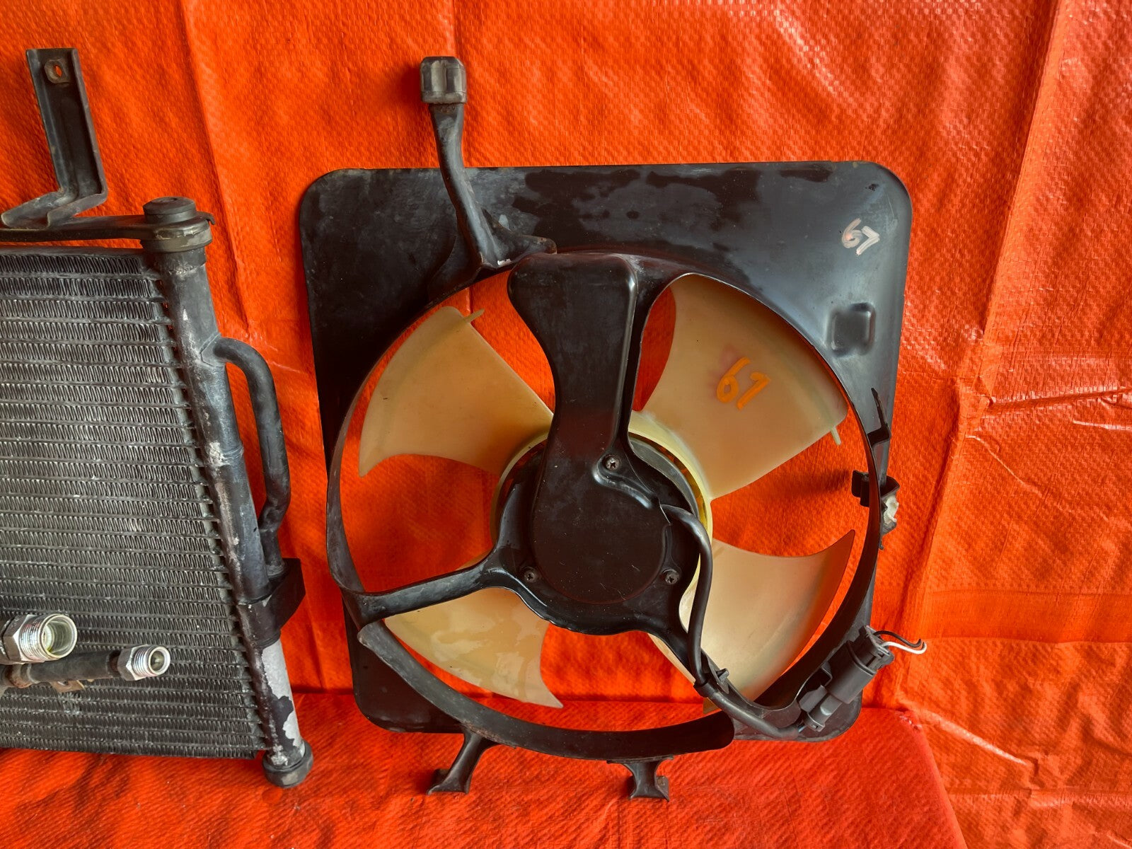 97 01 HONDA CR V CRV COMPLETE AIR CONDITIONING AC LINE SET W/ CONDENSER FAN #673