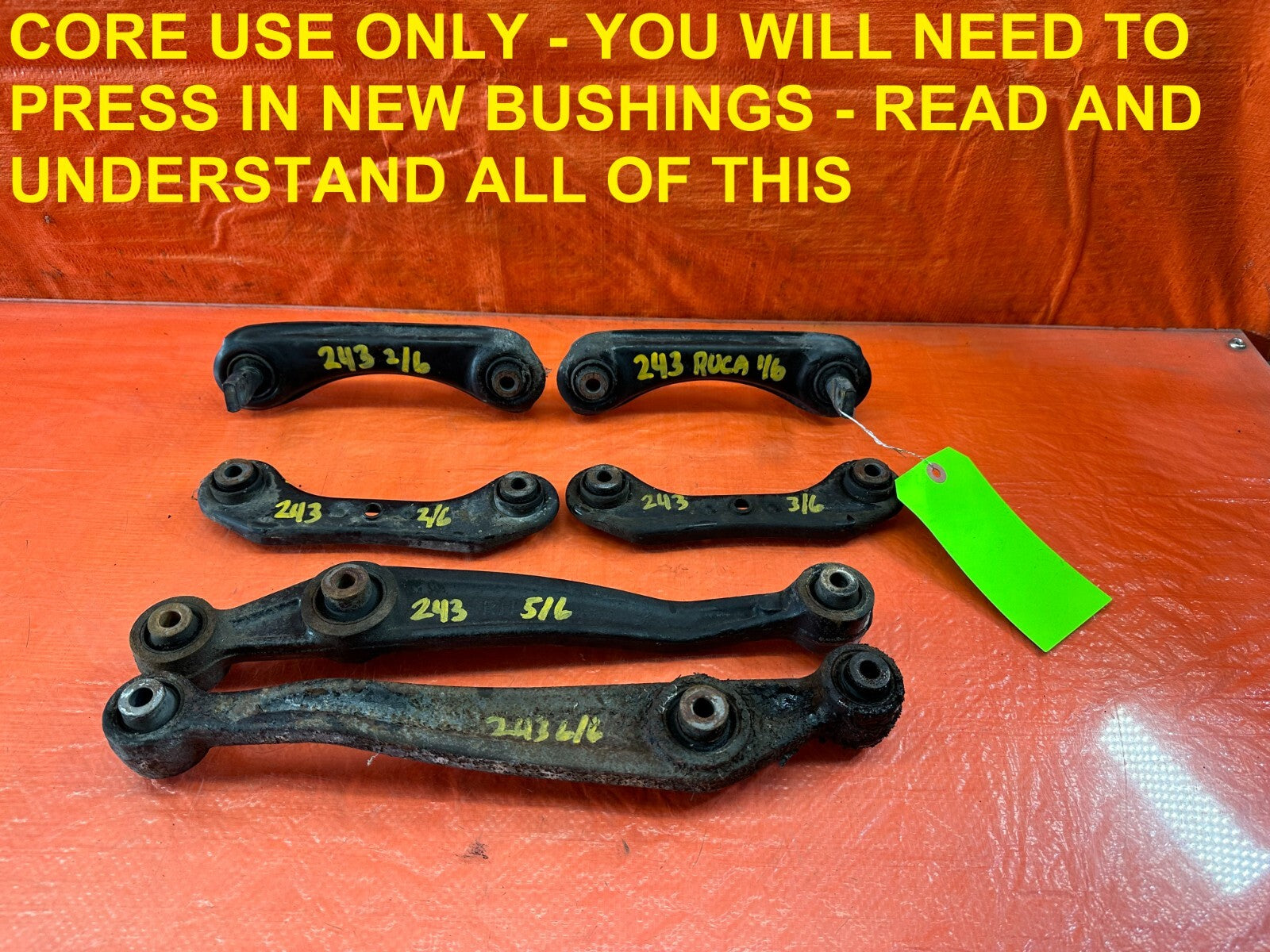 1989 89 HONDA CRX DX HF   REAR UPPER LOWER COMPENSATOR ARMS LEFT RIGHT OEM #2430