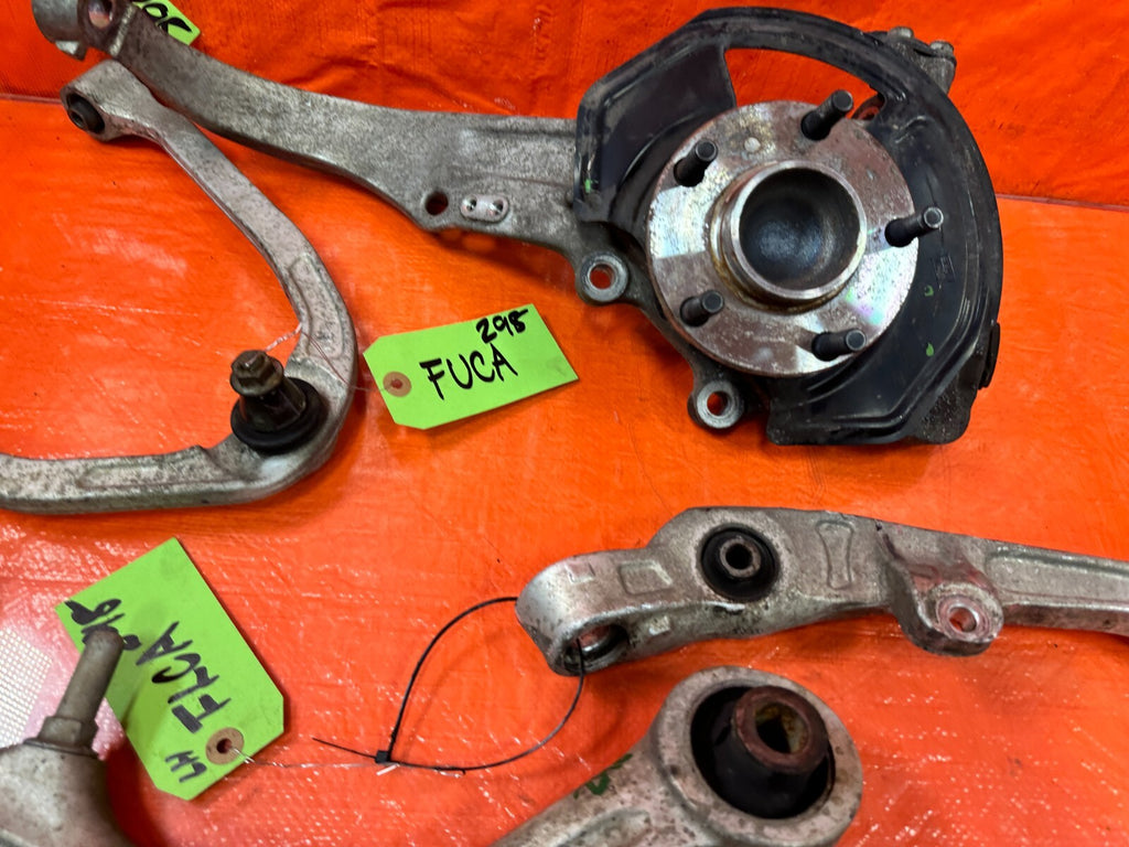 03 07 INFINITI G35 COUPE LEFT FRONT SPINDLE KNUCKLE HUB W/ ALL CONTROL ARMS 2984