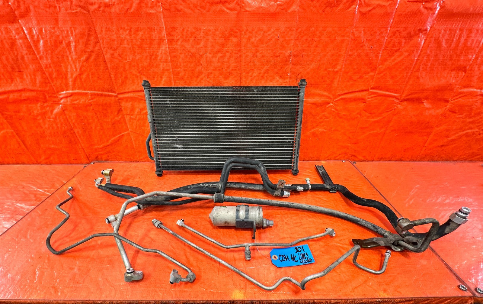 97 01 HONDA CR V CRV COMPLETE AIR CONDITIONING AC LINE SET W/ CONDENSER FAN 3010