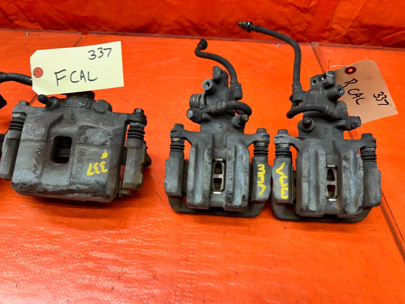 00 03 HONDA S2000 AP1 FRONT REAR BRAKE CALIPERS BRACKETS PADS SET LEFT RIGHT #337