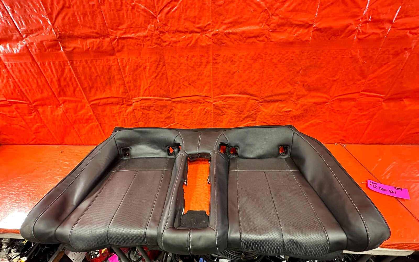 17 20 INFINITI Q60   BLACK LEATHER REAR SEAT LOWER SEAT SKIN WRAP   OEM #2890