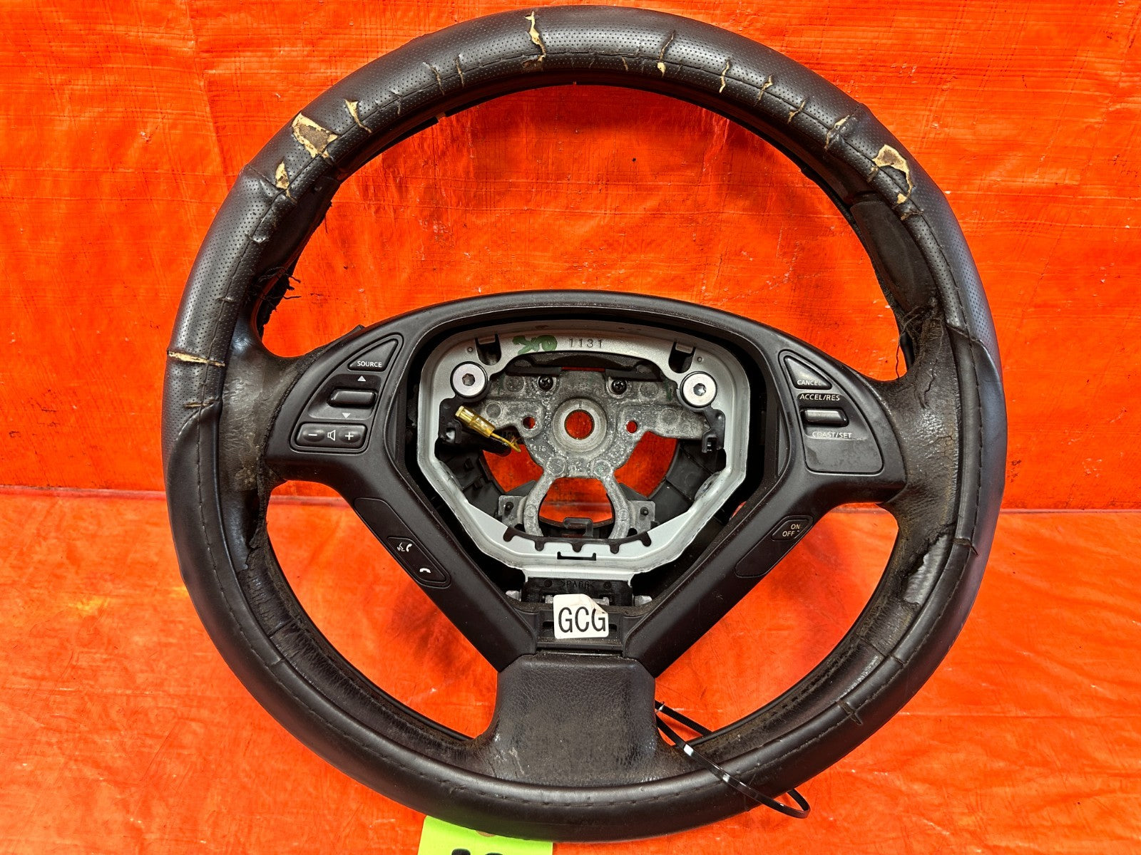 09 15 INFINITI G37 CONVERTIBLE   STEERING WHEEL   BLACK LEATHER WRAP   OEM 3103