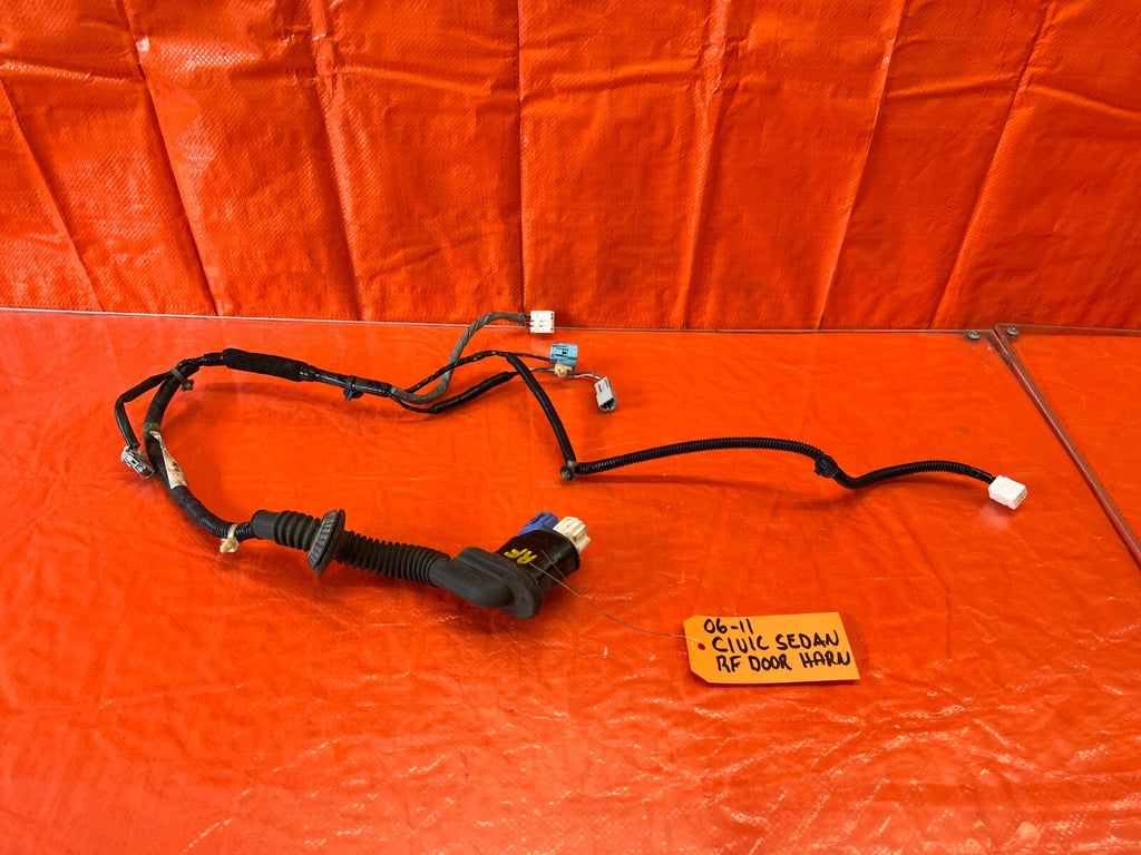 06 11 CIVIC 4D SEDAN DOOR WIRING HARNESS WIRE LOOM PASSENGER RIGHT REAR OEM #2030