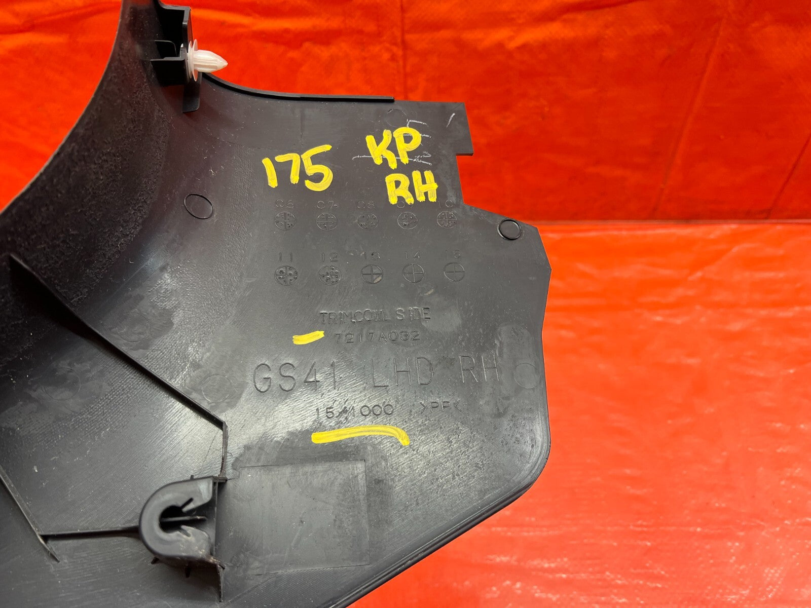 11 15 LANCER EVOLUTION X 10   KICK PANEL   PASSENGER RIGHT   BLACK   OEM #1758