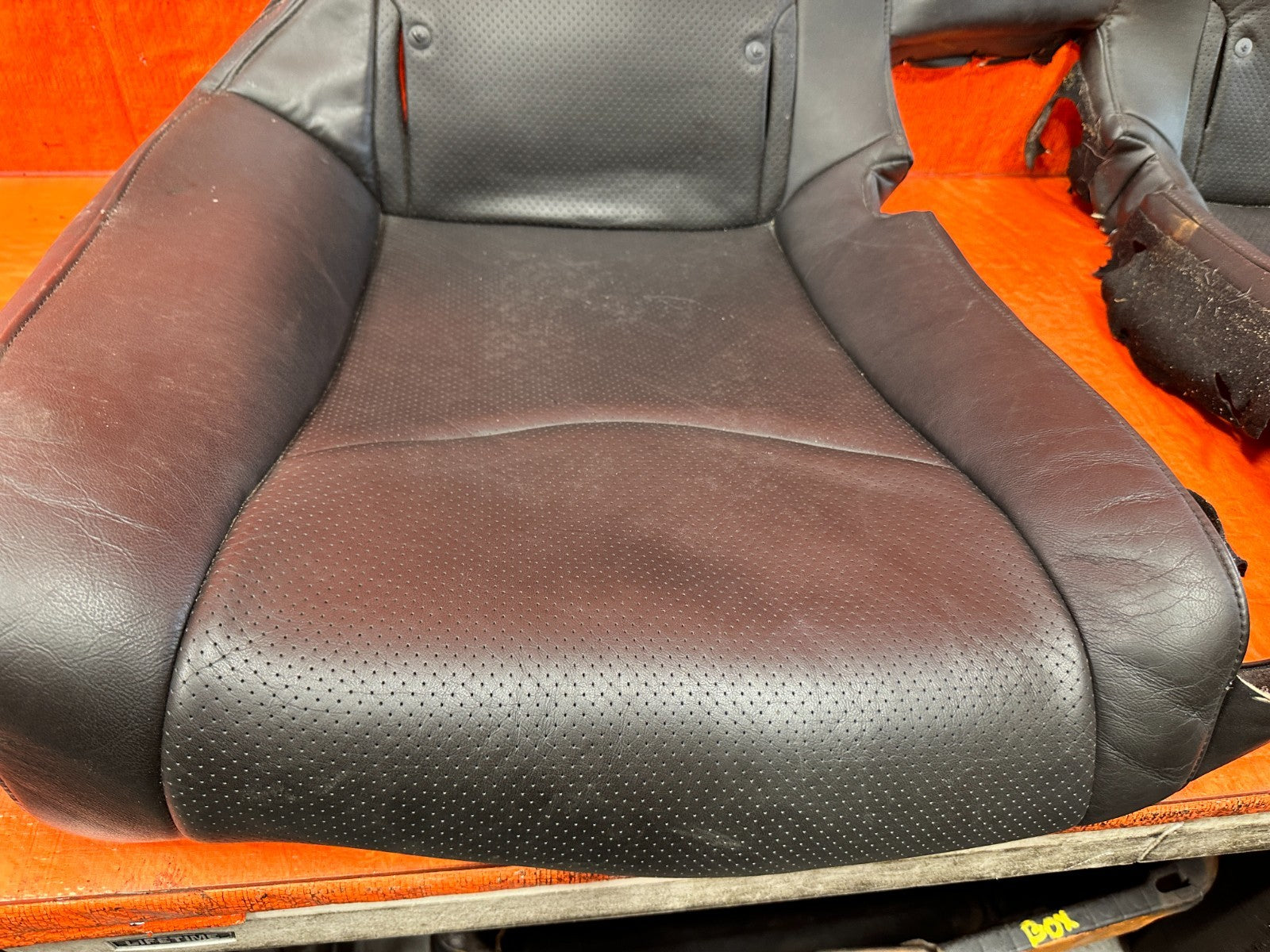 08 09 INFINITI G37 COUPE SPORT REAR UPPER SEAT BLACK LEATHER COVER SKIN OEM 32010