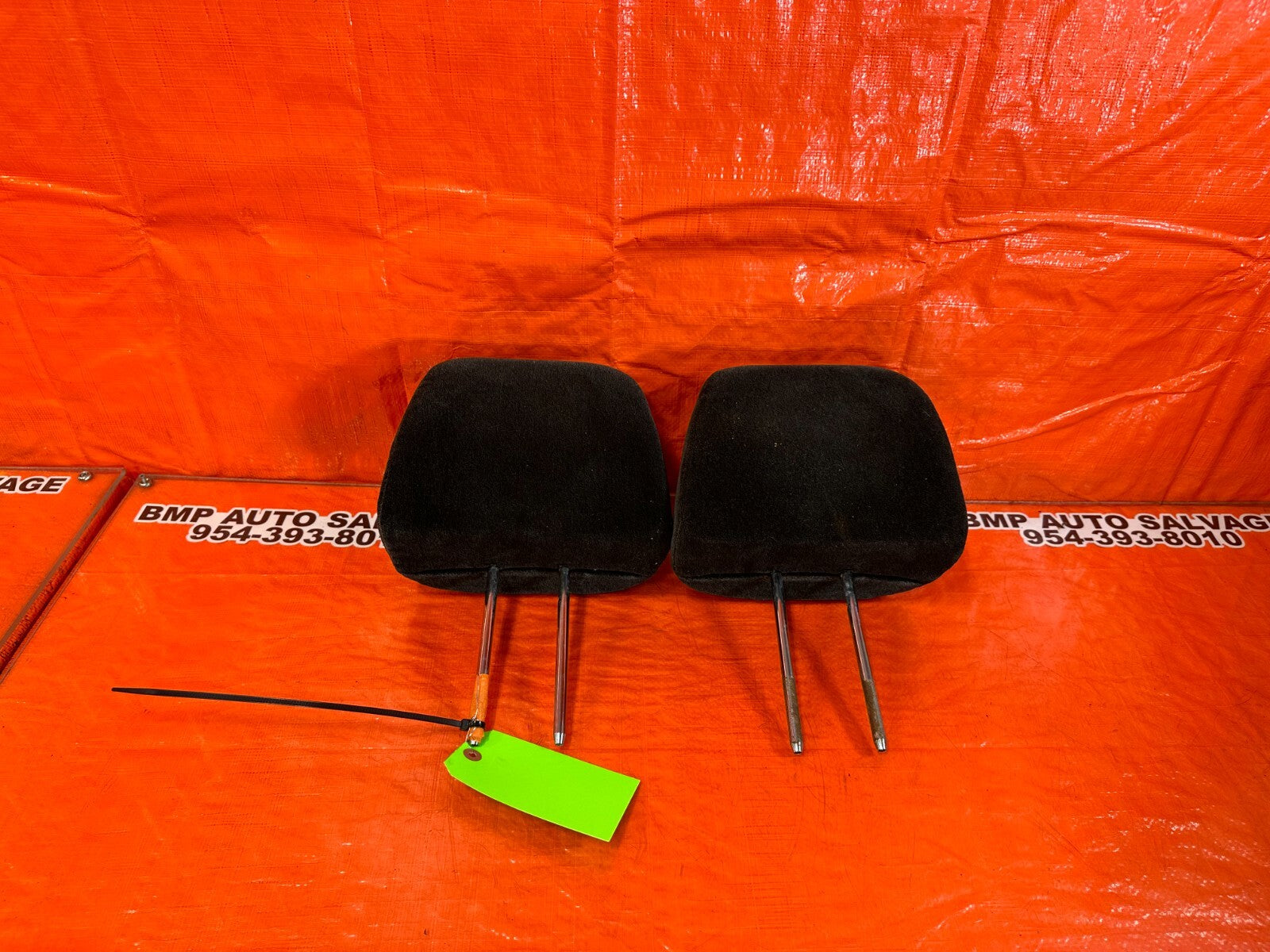 97 01 HONDA PRELUDE   BLACK CLOTH FRONT SEAT HEAD RESTS REST   OEM FACTORY #2590