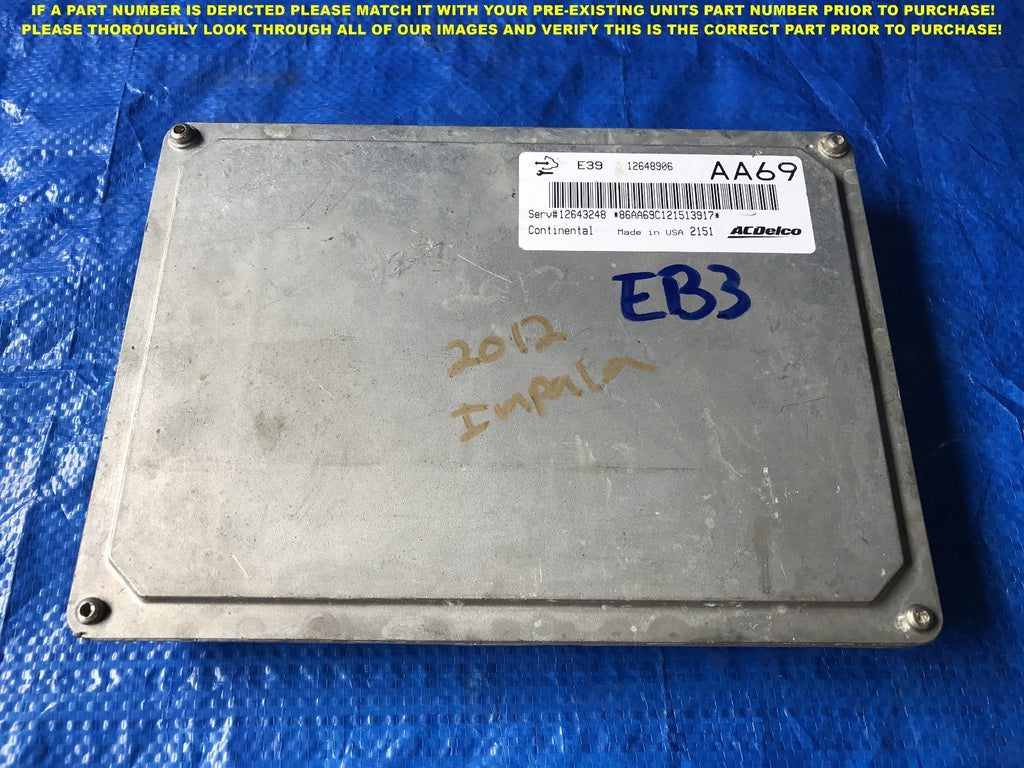 OEM 2012 12 CHEVROLET IMPALA ENGINE COMPUTER ECU ECM EBX PART # 126489060