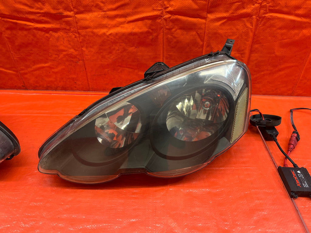 02 04 ACURA RSX   AFTERMARKET BRAND BLACK HOUSING HEADLIGHTS   LEFT & RIGHT #1714