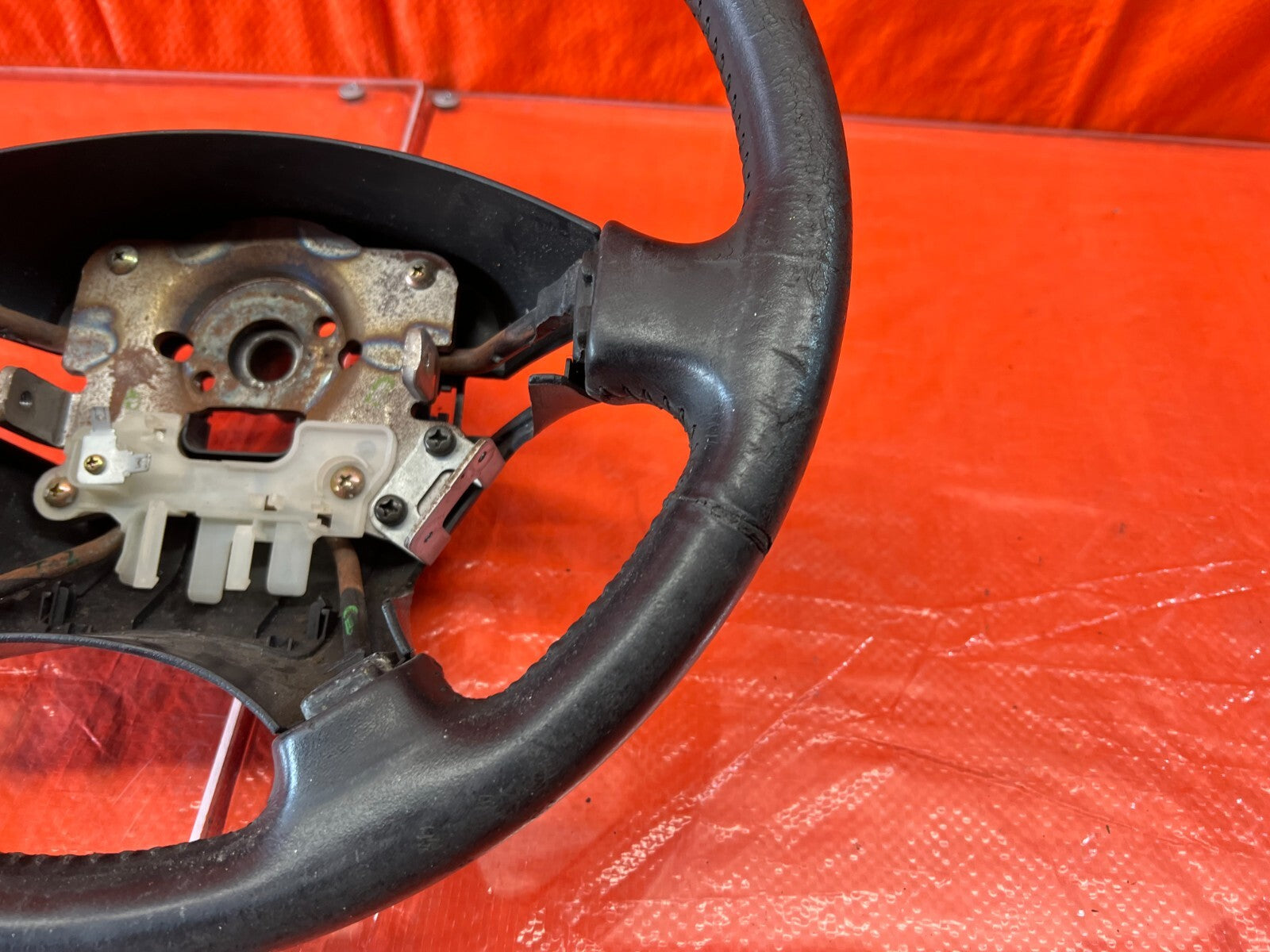 98 01 HONDA PRELUDE   STEERING WHEEL   BLACK LEATHER WRAP    WEAR  OEM #1204