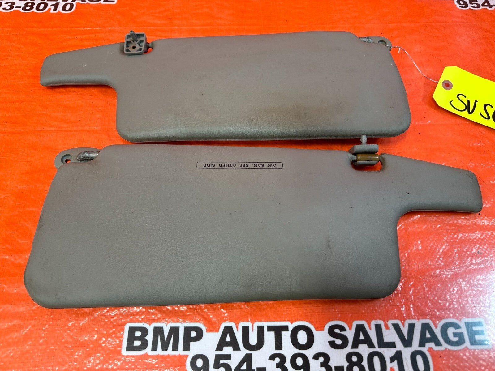 92 95 HONDA CIVIC   LEFT AND RIGHT SUN VISORS PAIR SET   GRAY   OEM #2577