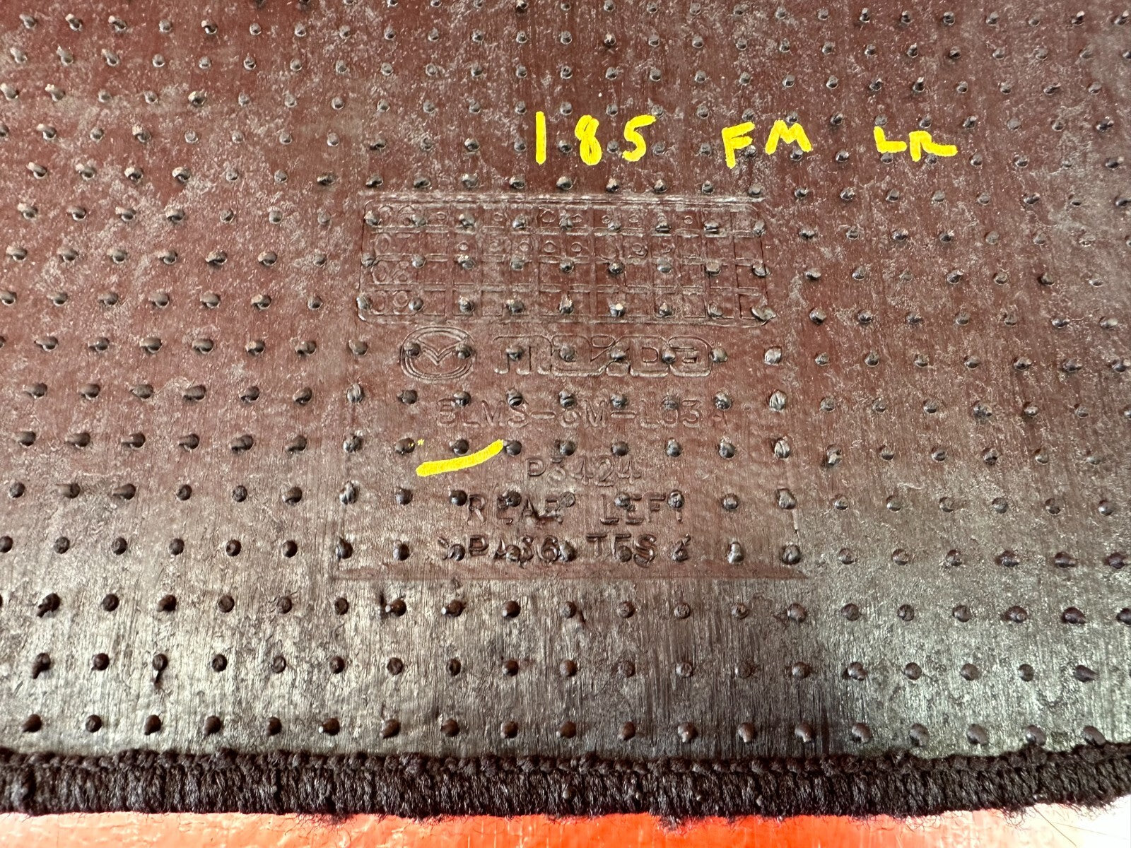 MAZDA FLOOR MAT   LEFT REAR SIDE   PART # BLMS 8M L03A   OEM #18510
