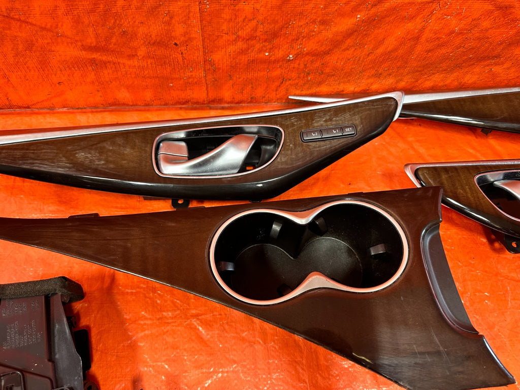14 20 INFINITI Q50 WOOD GRAIN INTERIOR TRIM CUP HOLDERS DOOR PANEL AC VENTS OEM3