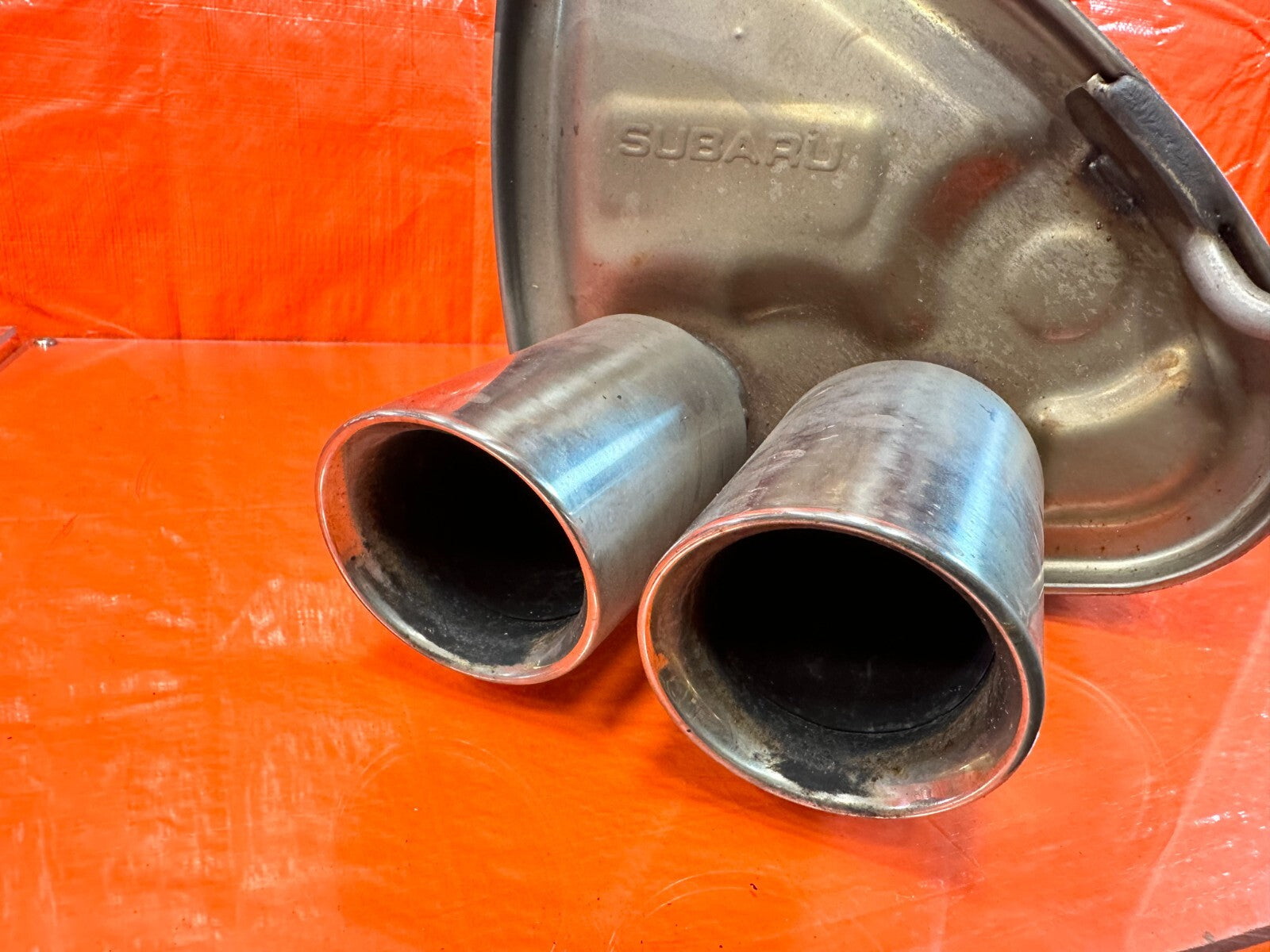 15 20 SUBARU WRX STI   FACTORY EXHAUST MUFFLER TAIL PIPE PAN   LEFT SIDE OEM 2664